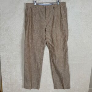 Banana Republic Classic Fit Linen Blend Dress Pants Tan Mens 35/32 Old Money‎
